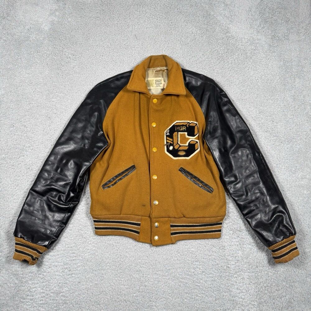 Vintage 70’s Football Letterman Jacket Howe Athletic Apparel Naugalite Sz 36